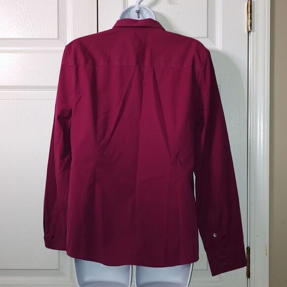 Talbots Non Iron button down magenta casual business casual blouse  Sz 14 - Picture 4 of 5
